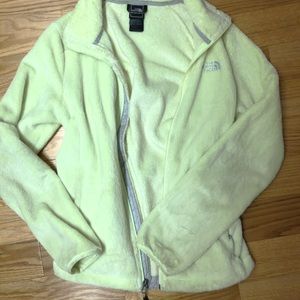 Lime Green North Face fuzzy jacket